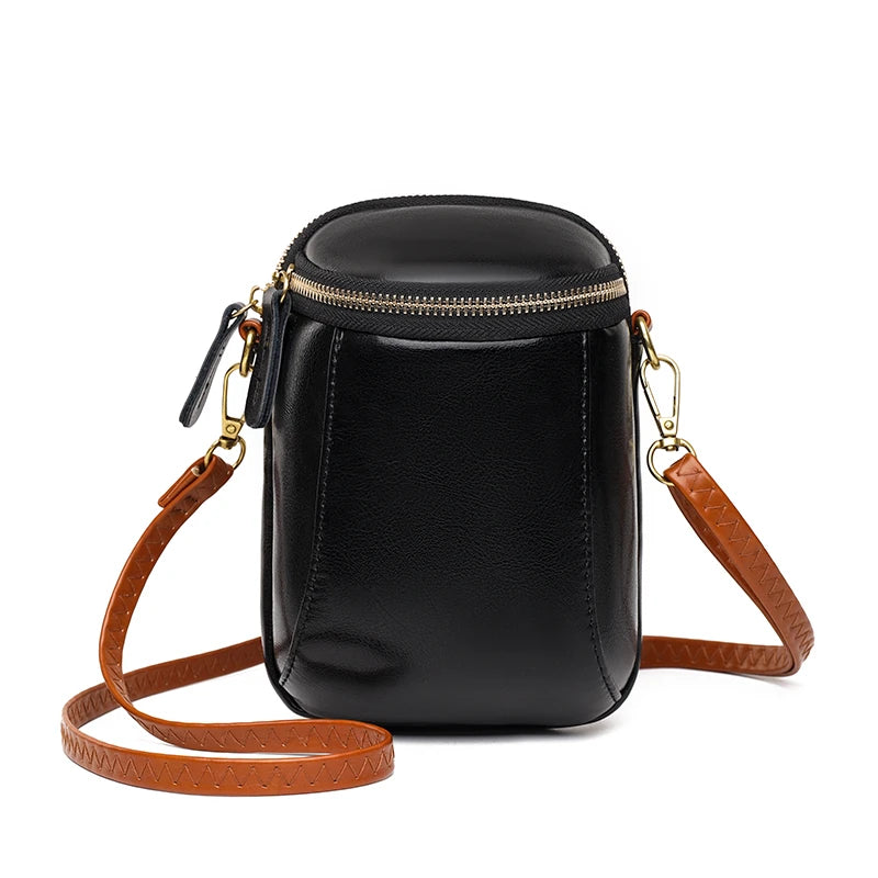 Vintage Oil Wax Leather Women's Crossbody Bag