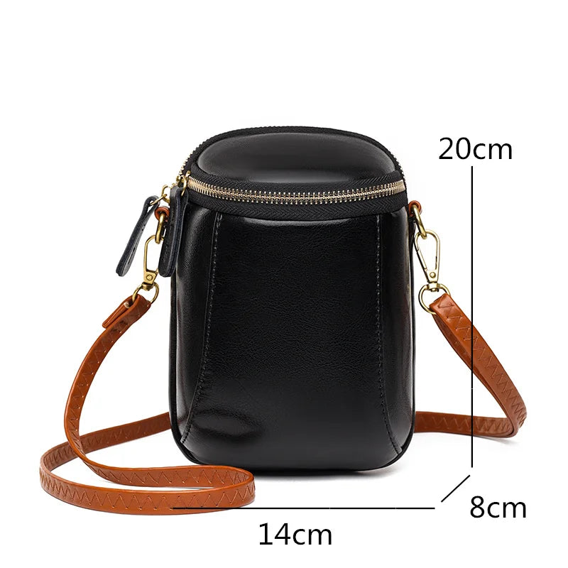 Vintage Oil Wax Leather Women's Crossbody Bag