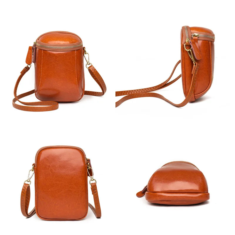 Vintage Oil Wax Leather Women's Crossbody Bag