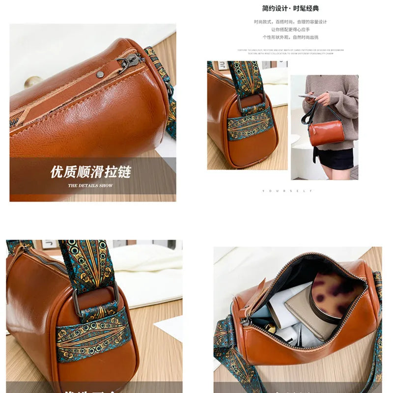 Vintage Leather Ladies Handbag Small Crossbody Bag