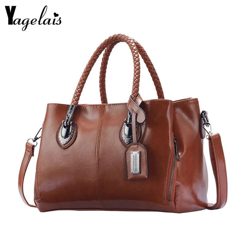 Vintage Oil Wax Leather Handbags Women Bags Ladies Hand Bags For Women Bag