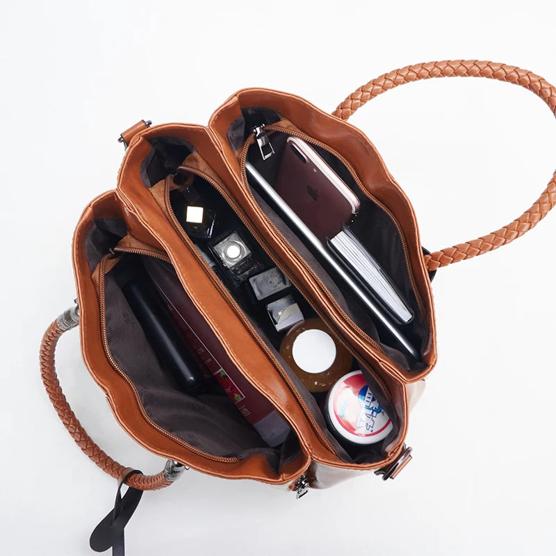 Vintage Oil Wax Leather Handbags Women Bags Ladies Hand Bags For Women Bag