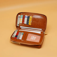 Vintage Oil Wax Leather Phone Bags Women Small Shouder Bag