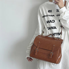 Vintage Oil Wax Leather Women's Briefcase Handbags