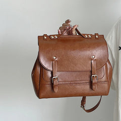 Vintage Oil Wax Leather Women's Briefcase Handbags