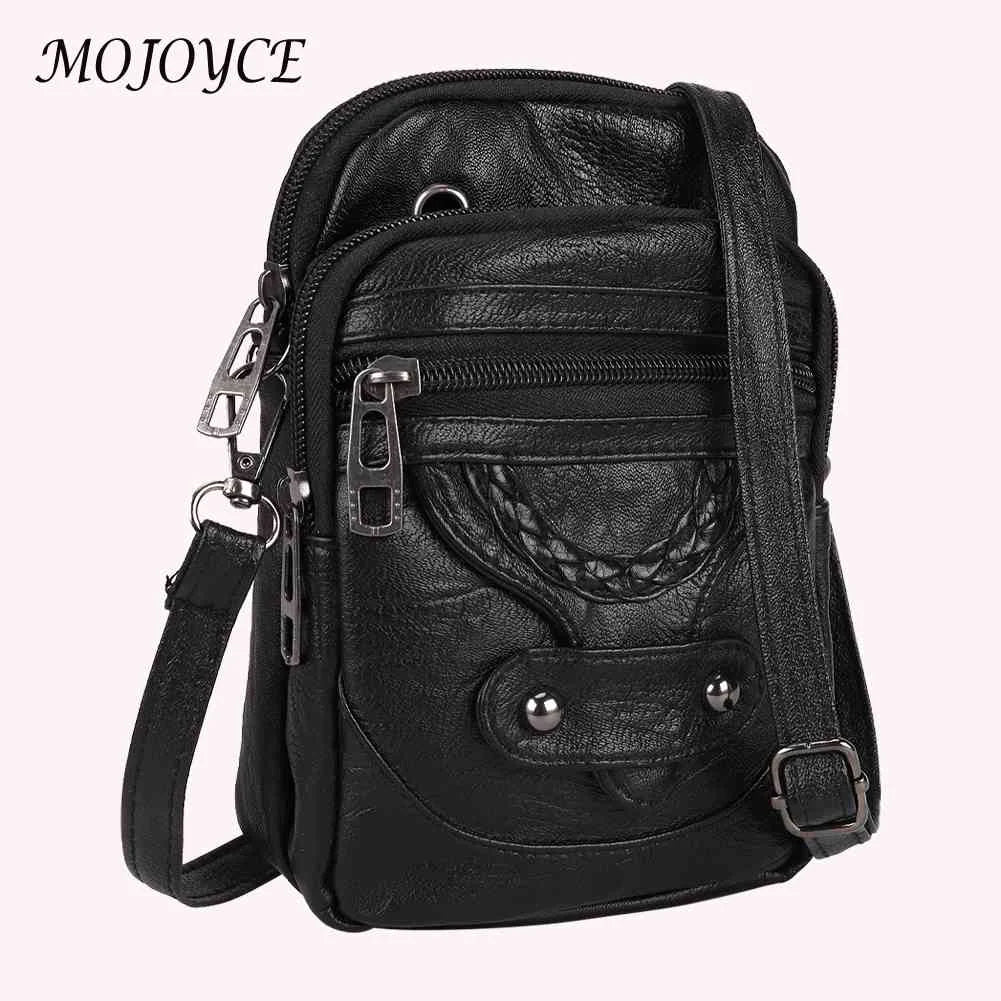 Vintage PU Crossbody Bag Soft Leather Female Shoulder Tote Retro Zipper