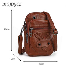 Vintage PU Crossbody Bag Soft Leather Female Shoulder Tote Retro Zipper