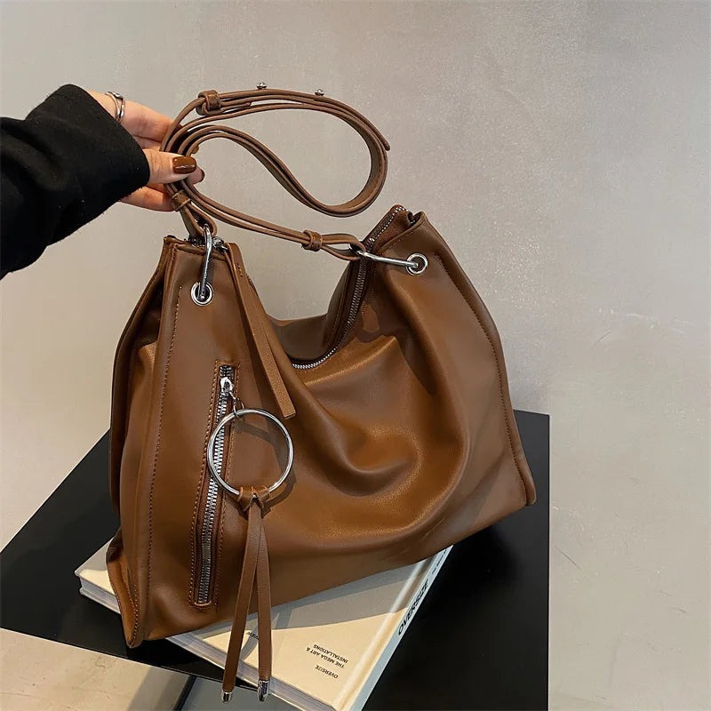 Vintage PU Leather Crossbody Bags for Women with Tassels