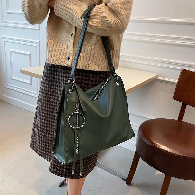 Vintage PU Leather Crossbody Bags for Women with Tassels