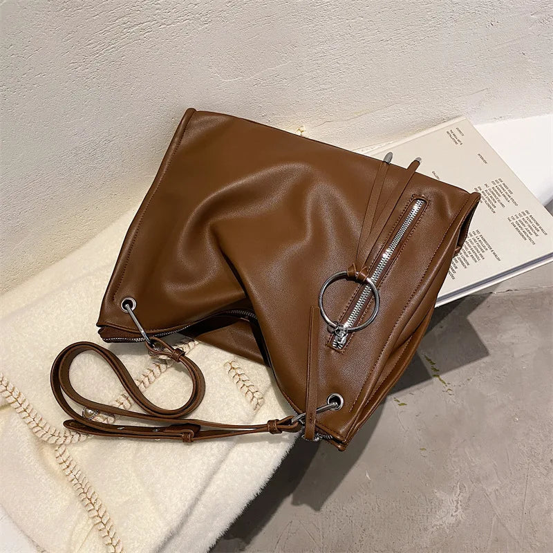 Vintage PU Leather Crossbody Bags for Women with Tassels
