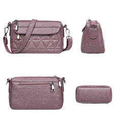 Vintage PU Leather Crossbody Handbag For Women Solid Lady Shoulder Bag