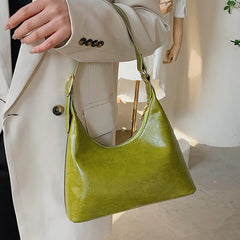 Vintage PU Leather Green Shoulder Bag for Women