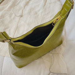 Vintage PU Leather Green Shoulder Bag for Women