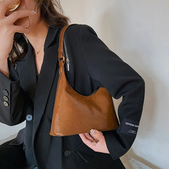 Vintage PU Leather Green Shoulder Bag for Women