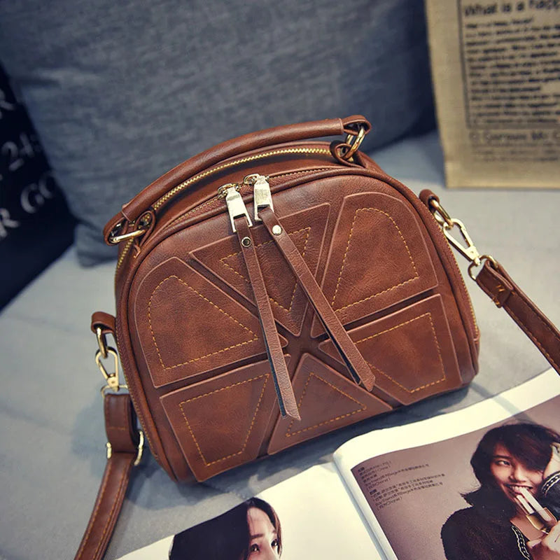 Vintage PU Leather Handbag Women Girl Shell Messenger Bags Female Shoulder Bags