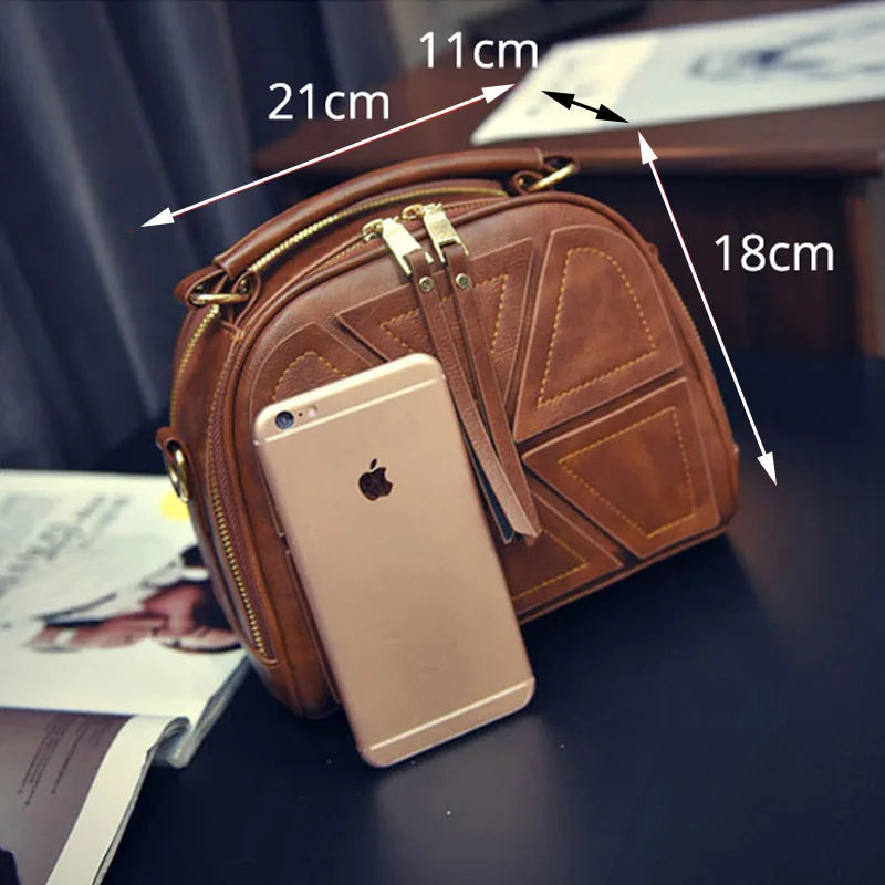 Vintage PU Leather Handbag Women Girl Shell Messenger Bags Female Shoulder Bags