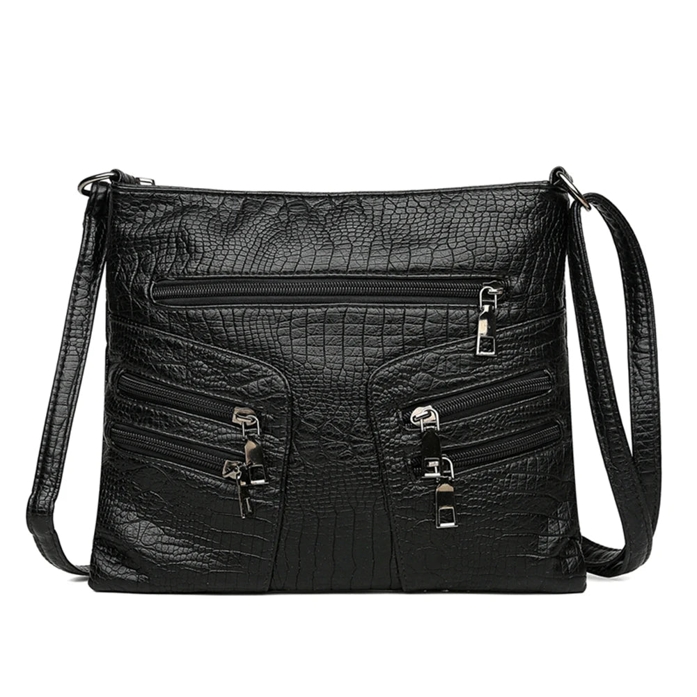 Vintage PU Leather Shoulder Bag Crossbody Messenger Large Capacity
