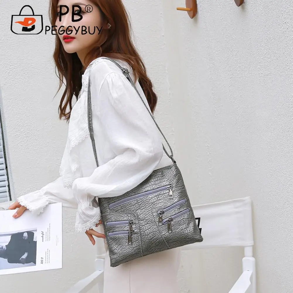 Vintage PU Leather Shoulder Bag Crossbody Messenger Large Capacity