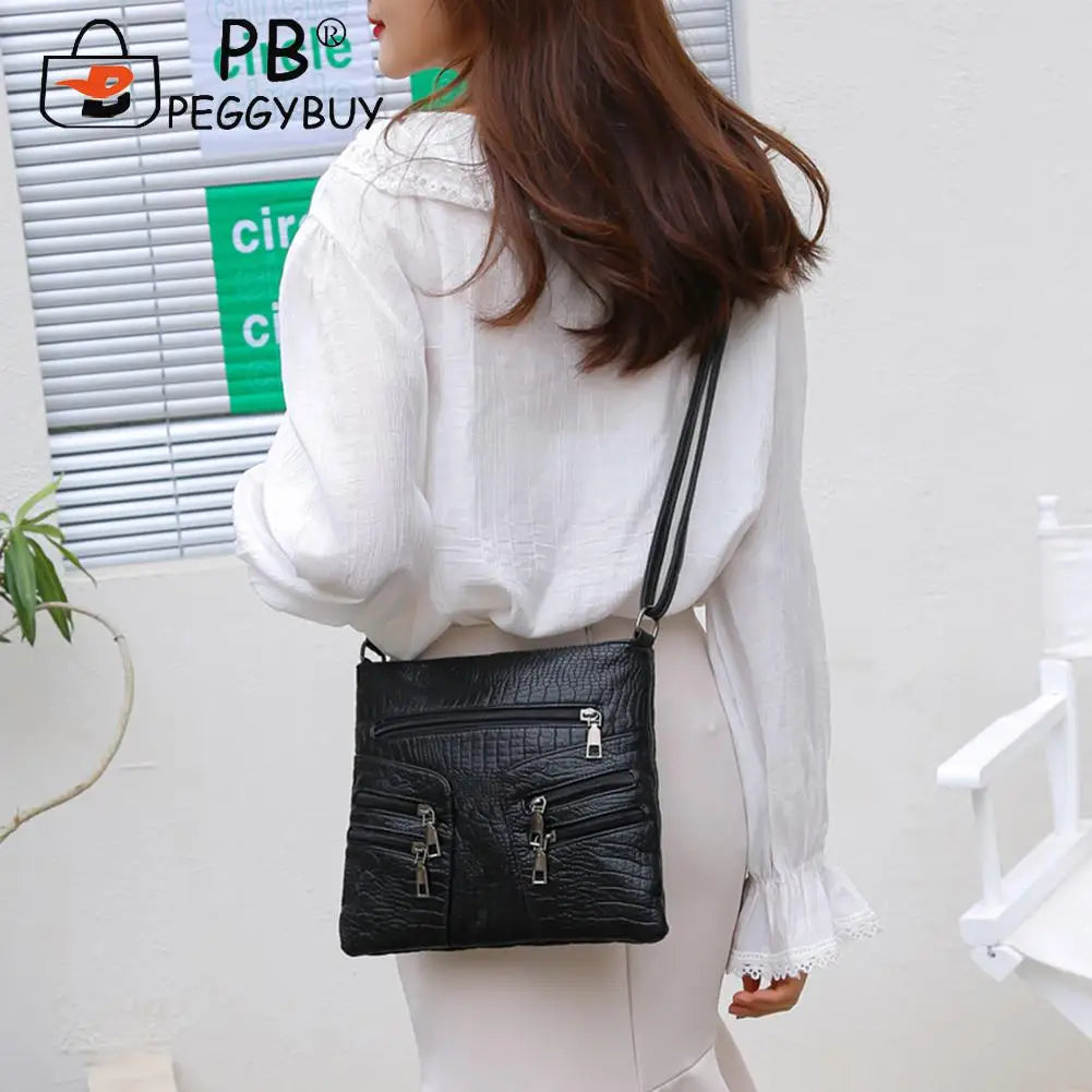 Vintage PU Leather Shoulder Bag Crossbody Messenger Large Capacity