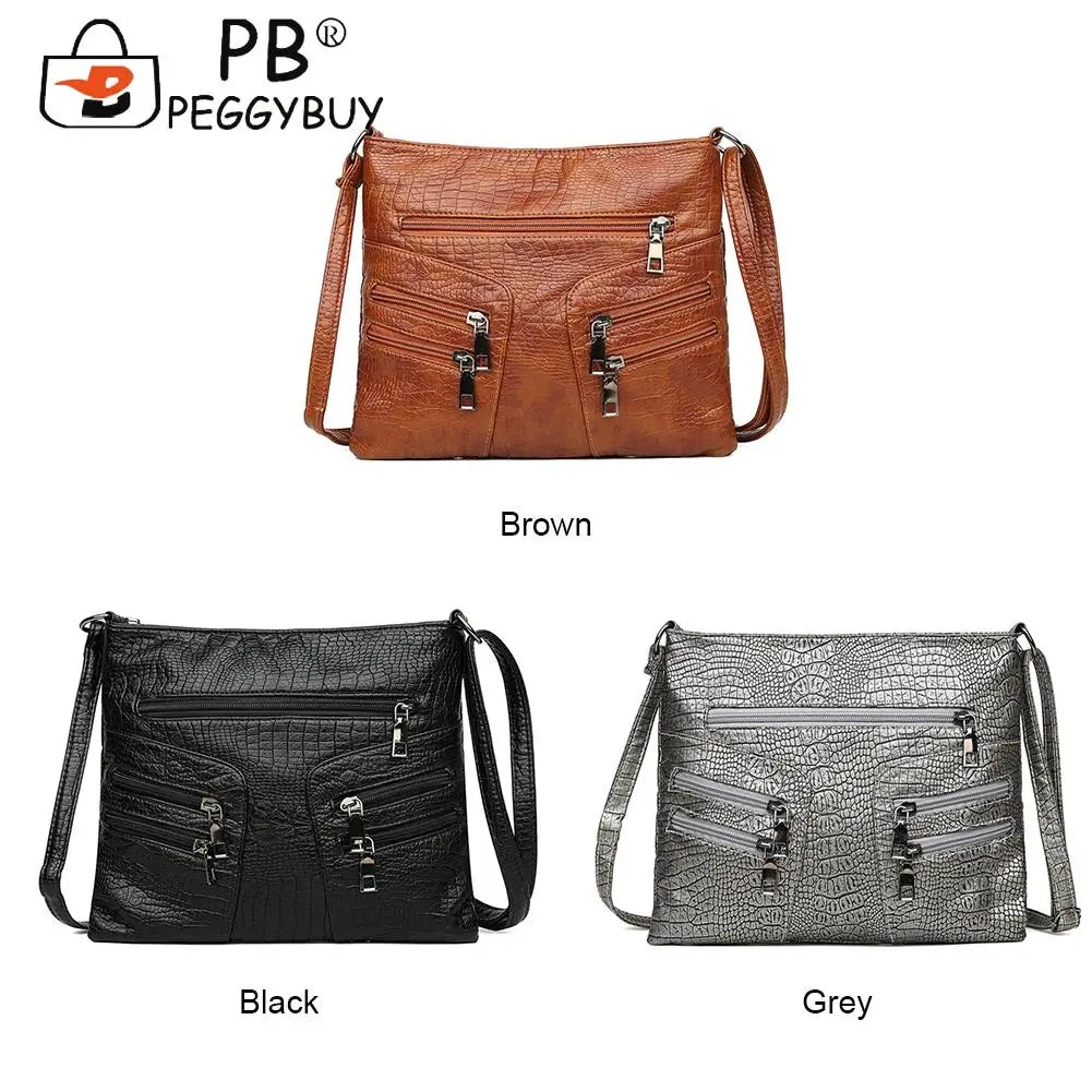 Vintage PU Leather Shoulder Bag Crossbody Messenger Large Capacity