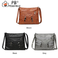 Vintage PU Leather Shoulder Bag Crossbody Messenger Large Capacity