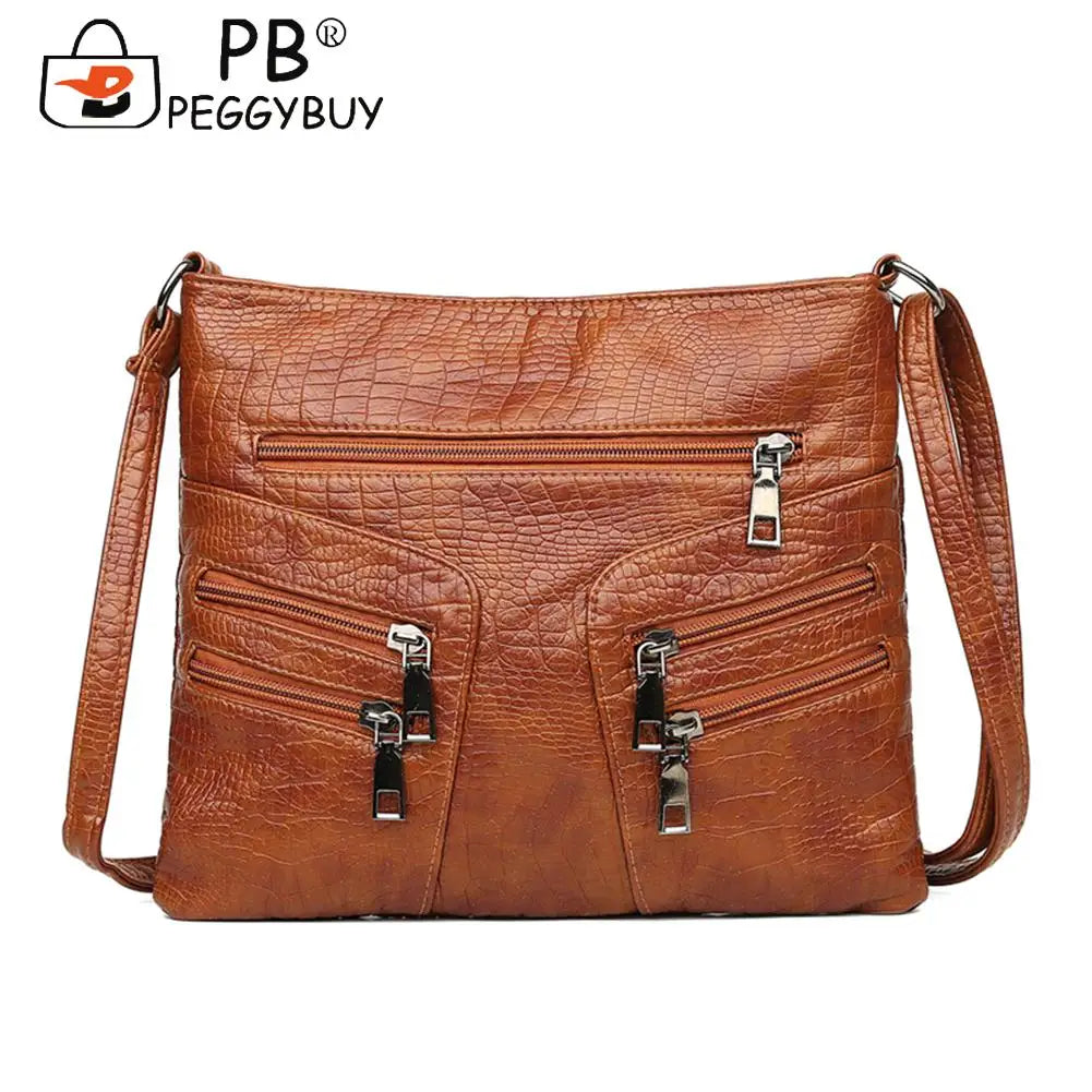 Vintage PU Leather Shoulder Bag Crossbody Messenger Large Capacity