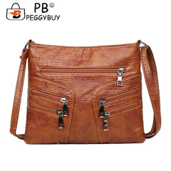 Vintage PU Leather Shoulder Bag Crossbody Messenger Large Capacity