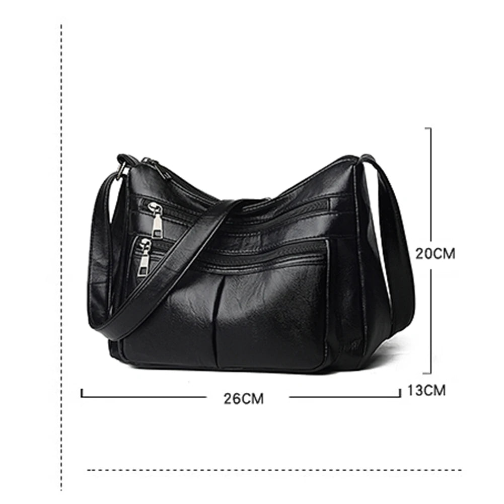 Vintage Leather Shoulder Bag Women Large Tote Handbag