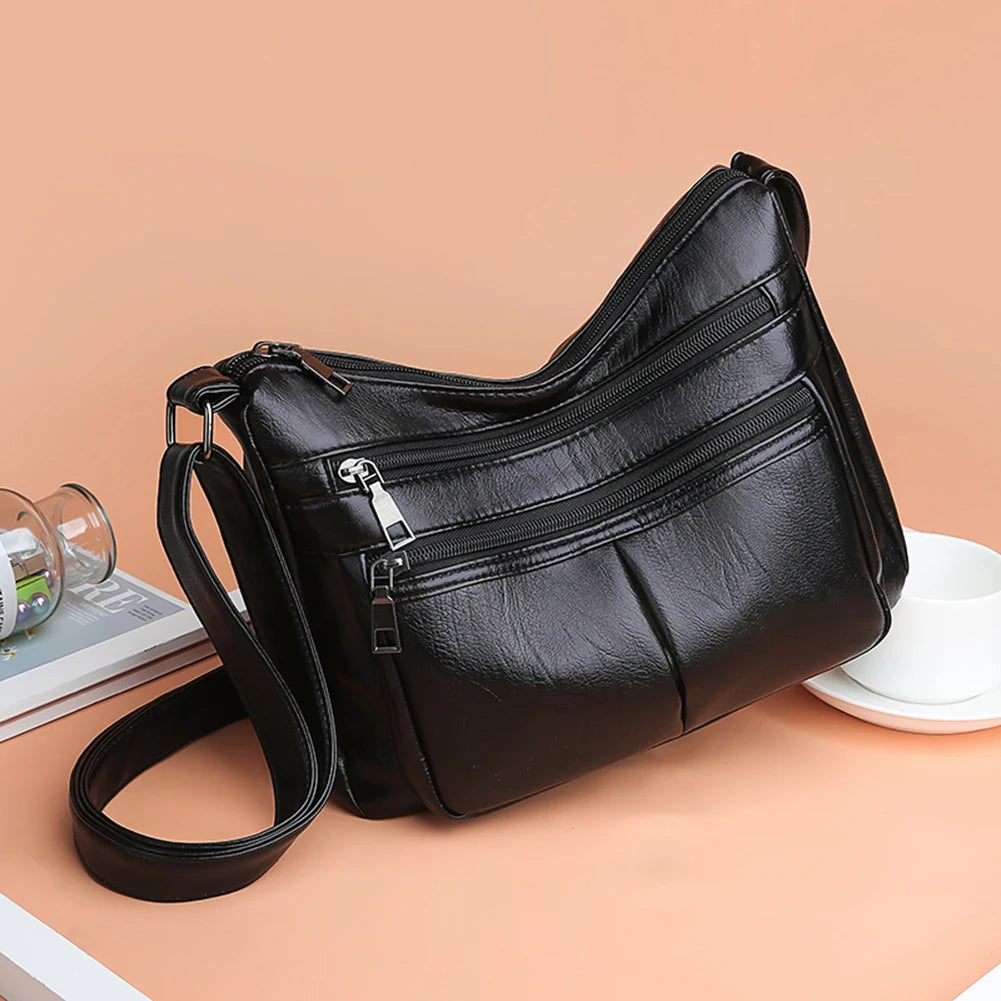 Vintage Leather Shoulder Bag Women Large Tote Handbag