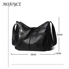 Vintage PU Leather Shoulder Bag Women Large Capacity Tote Handbag Multi-pocket