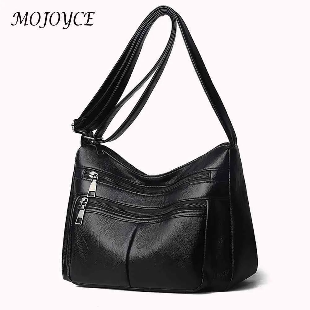 Vintage PU Leather Shoulder Bag Women Large Capacity Tote Handbag Multi-pocket