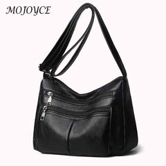 Vintage PU Leather Shoulder Bag Women Large Capacity Tote Handbag Multi-pocket