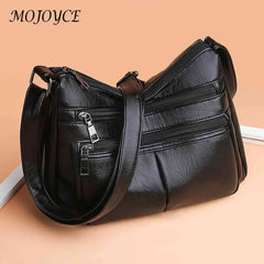 Vintage PU Leather Shoulder Bag Women Large Capacity Tote Handbag