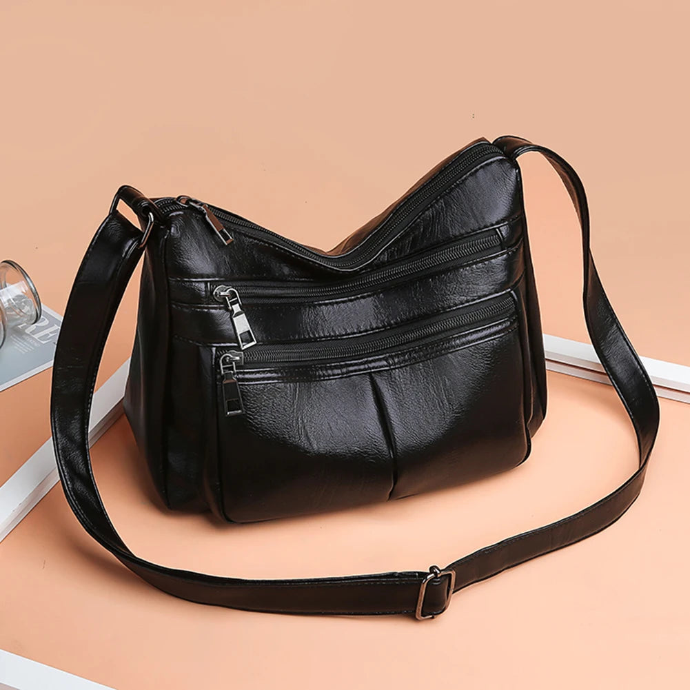 Vintage Leather Shoulder Bag Women Large Tote Handbag