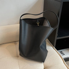 Vintage PU Leather Shoulder Bag for Women Casual Large Capacity Bucket Pack