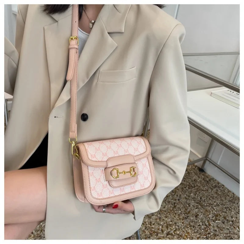 Vintage PU Leather Crossbody Square Bag Women's Small Handbag Armpit Bag