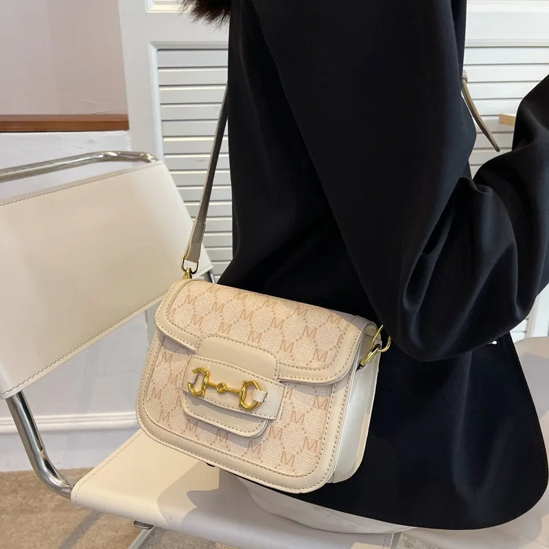 Vintage PU Leather Crossbody Square Bag Women's Small Handbag Armpit Bag