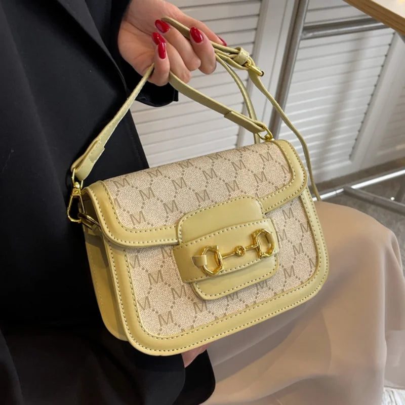 Vintage PU Leather Crossbody Square Bag Women's Small Handbag Armpit Bag