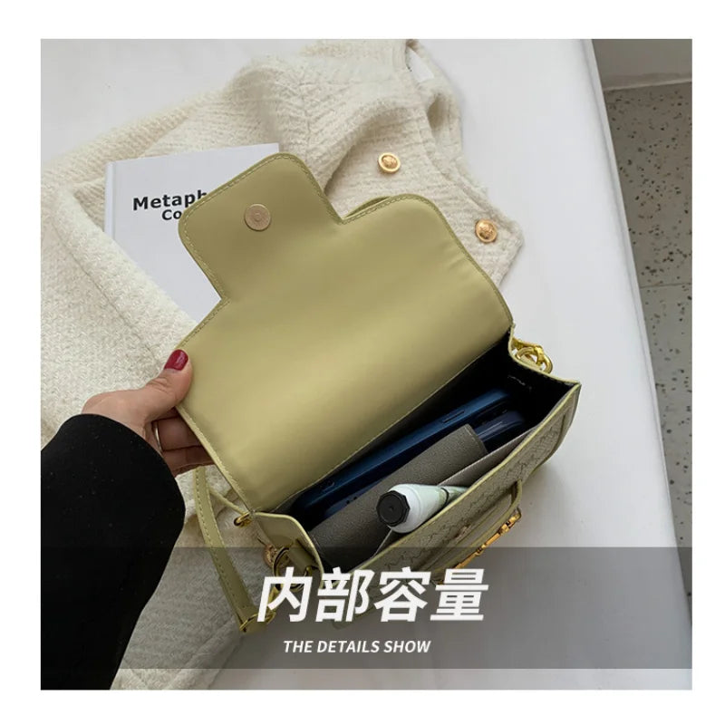 Vintage PU Leather Crossbody Square Bag Women's Small Handbag Armpit Bag