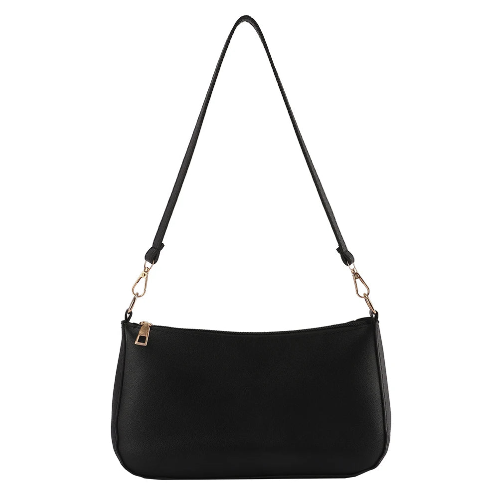 Vintage PU Leather Small Shoulder Underarm Bag Women Casual Solid Handbags
