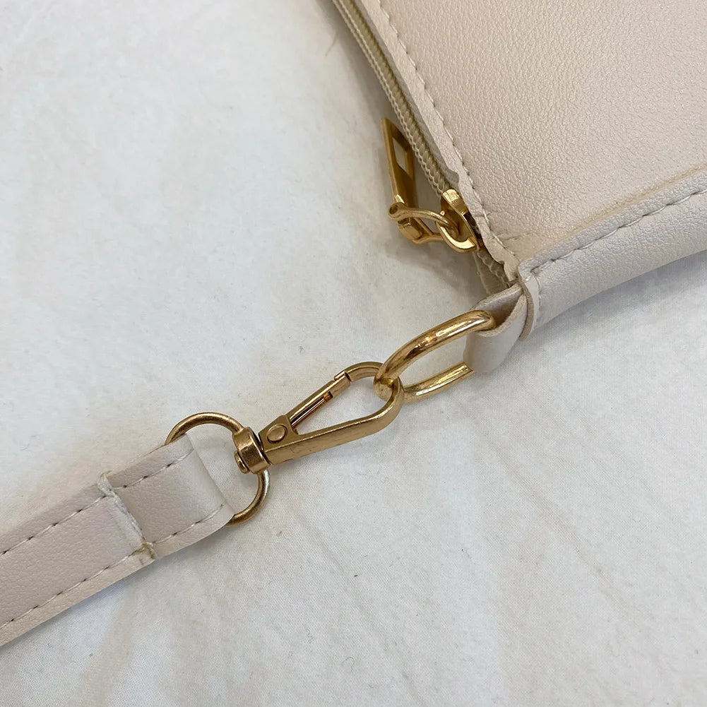 Vintage PU Leather Small Shoulder Underarm Bag Women Casual Solid Handbags