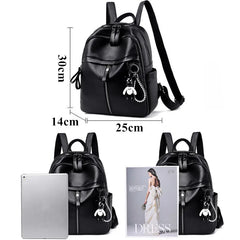 Vintage PU Leather Travel Women Shopping Backpack