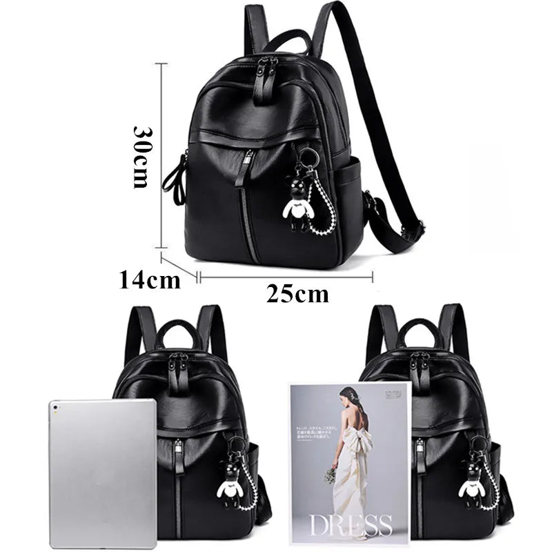 Vintage PU Leather Travel Women Backpack Student School Bags