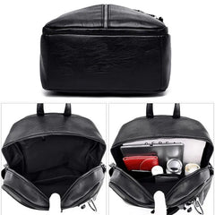 Vintage PU Leather Travel Women Backpack Student School Bags