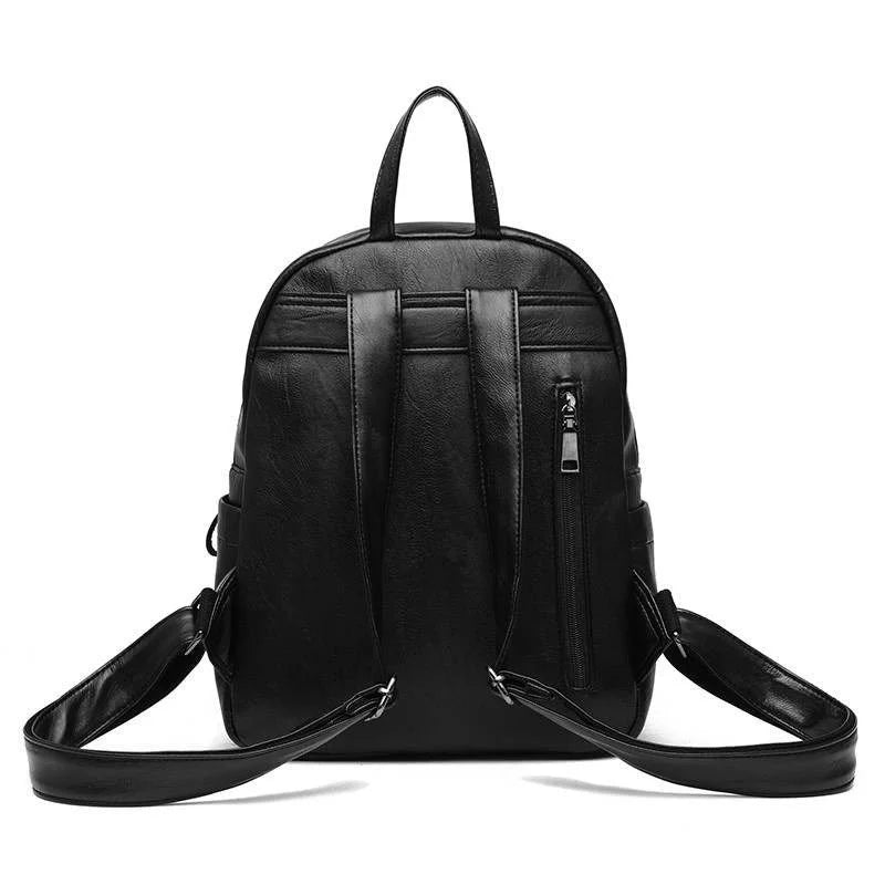 Vintage PU Leather Women Shopping Backpack Student School Bags