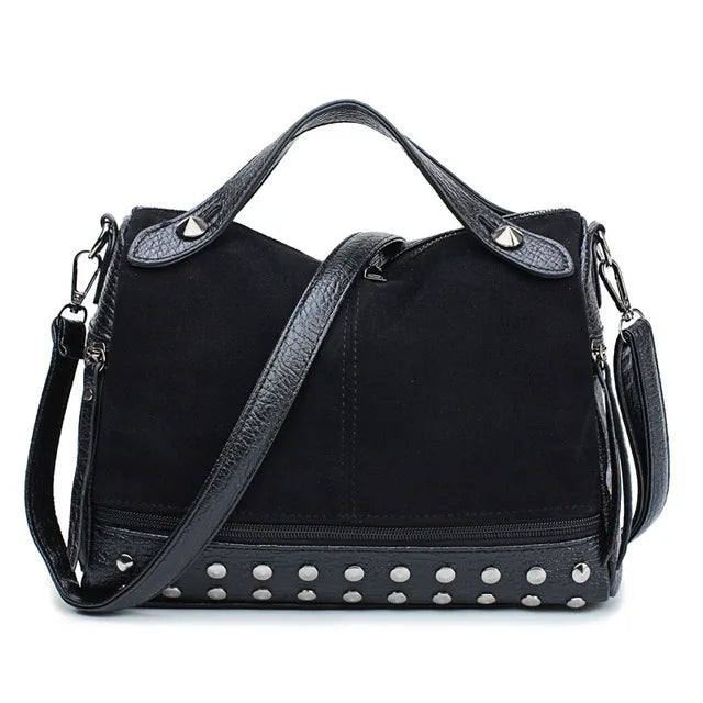 Vintage PU Leather Women Bag Rivet Large Capacity Ladies Handbags Shoulder Bag