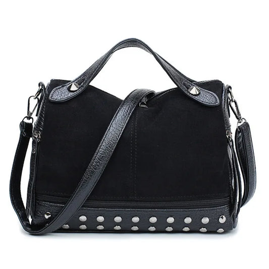 Vintage PU Leather Women Bag Rivet Large Capacity Ladies Handbags Shoulder Bag