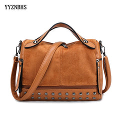 Vintage PU Leather Women Bag Rivet Large Capacity Ladies Handbags Shoulder Bag