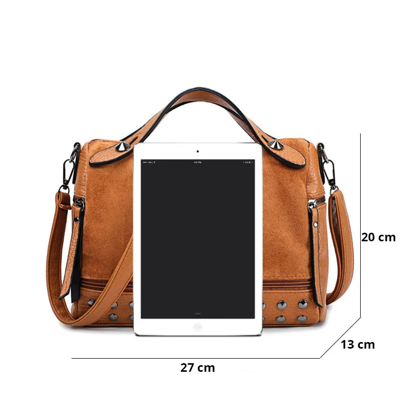 Vintage PU Leather Women Bag Rivet Large Capacity Ladies Handbags Shoulder Bag