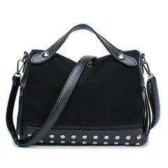 Vintage PU Leather Women Bag Rivet Large Capacity Ladies Handbags Shoulder Bag